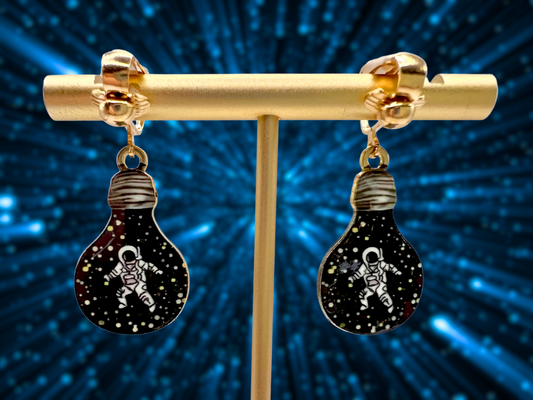 Astronaut Clip On Earrings