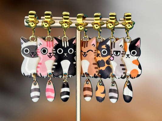Cat Breed Charms Clip On Earrings
