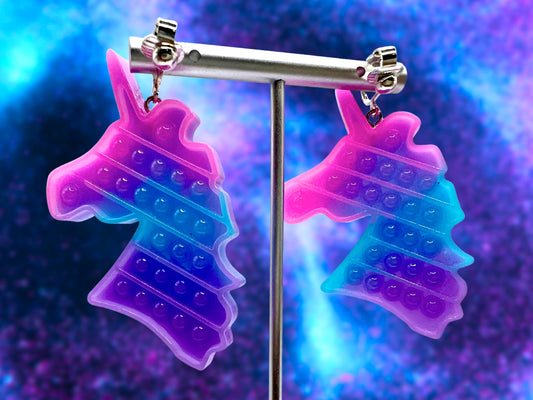 Unicorn Pop It Clip On Earrings