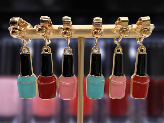 Nail Polish Clip On Earrings