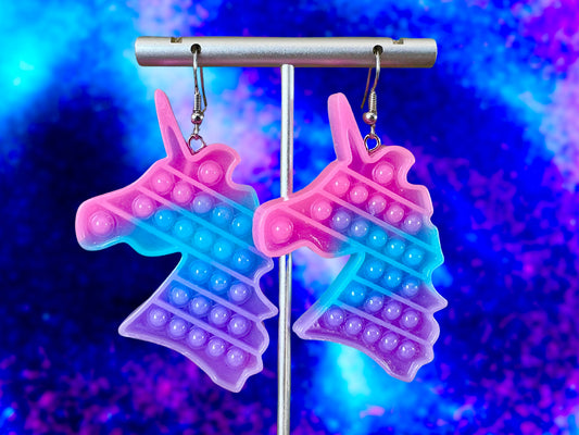 Unicorn Pop It Clip On Earrings