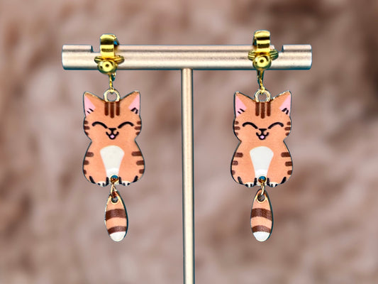 Cat Breed Charms Clip On Earrings