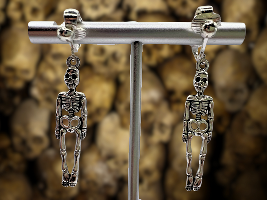 Skeleton Clip On Earrings