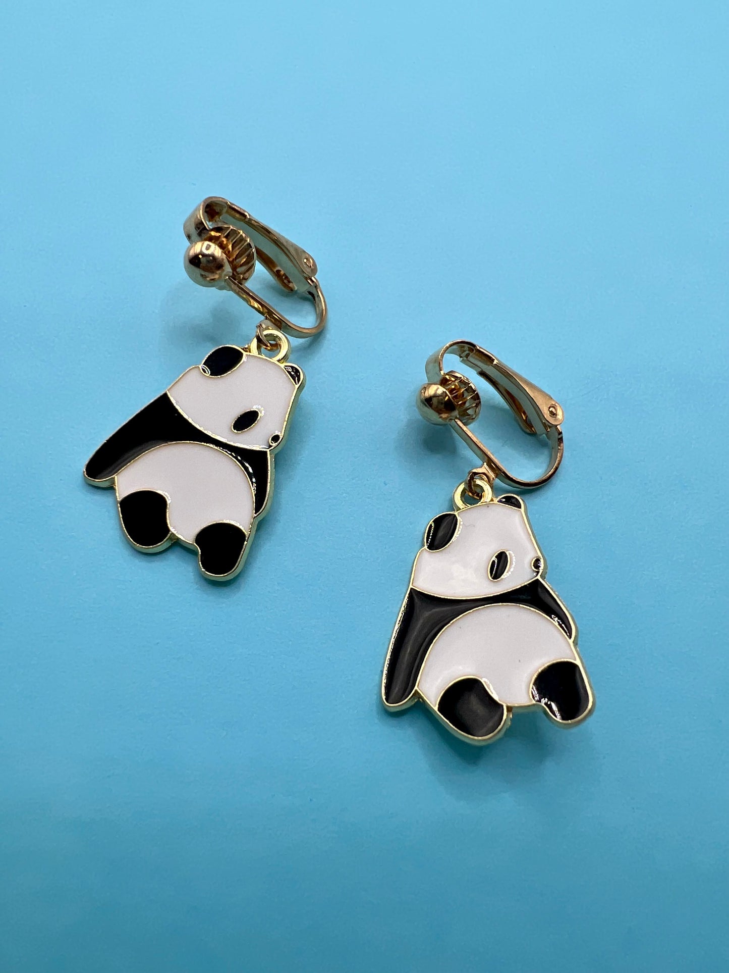 Panda Clip On Earrings