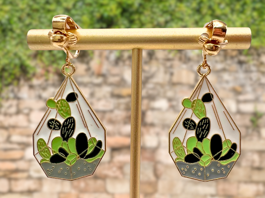 Terrarium Clip On Earrings