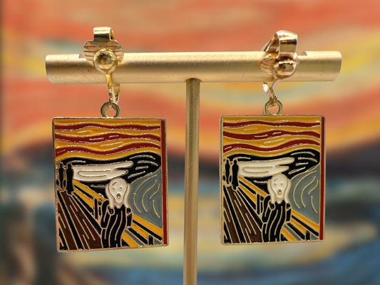 Scream Art Clip On Earrings