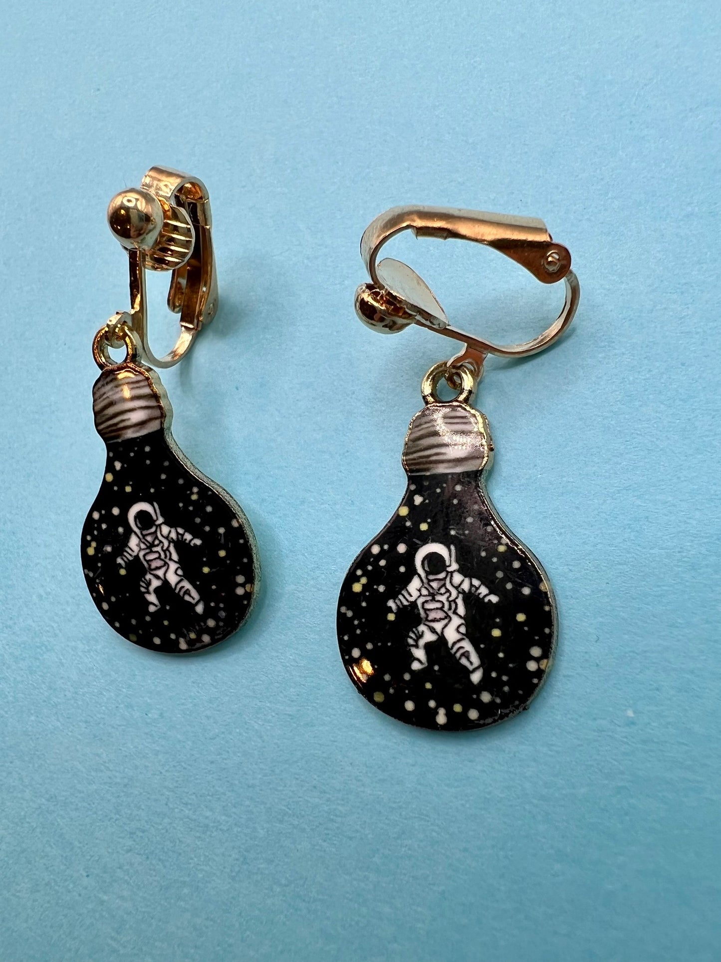 Astronaut Clip On Earrings