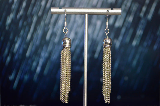 Elegant Silver Dangle Clip On Earrings
