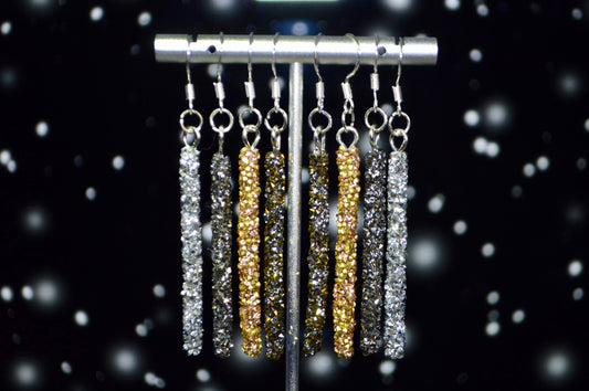 Crystal Long Metallic Clip On Earrings