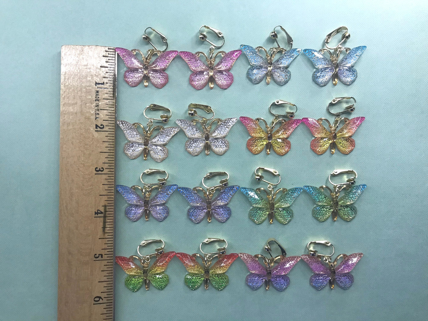 Butterfly Ombré Clip On Earrings
