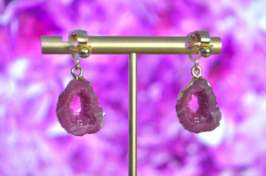 Geode Druzy Clip On Earrings