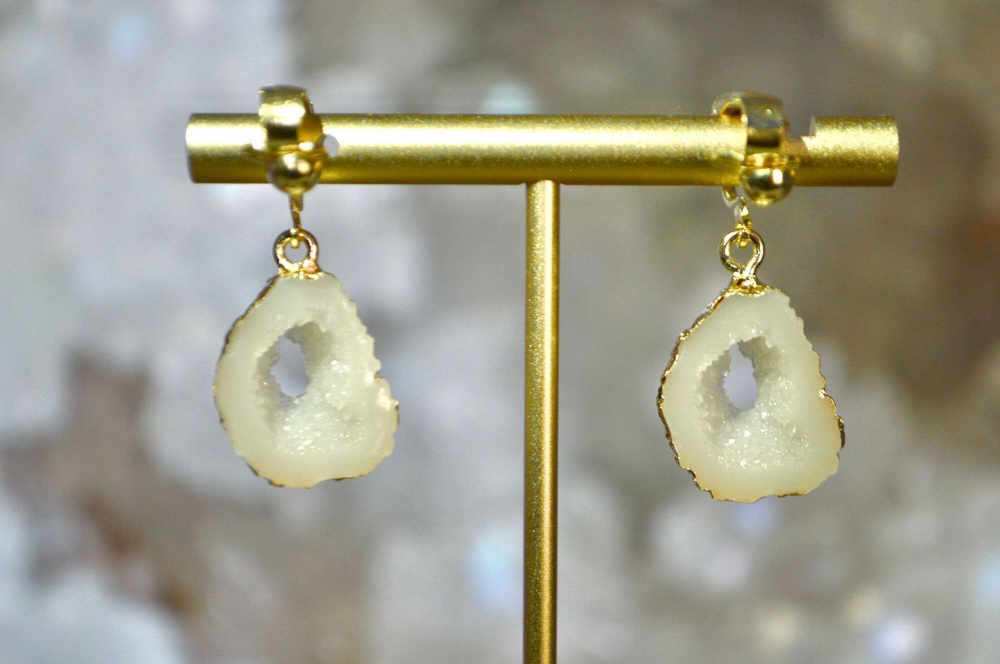 Geode Druzy Clip On Earrings