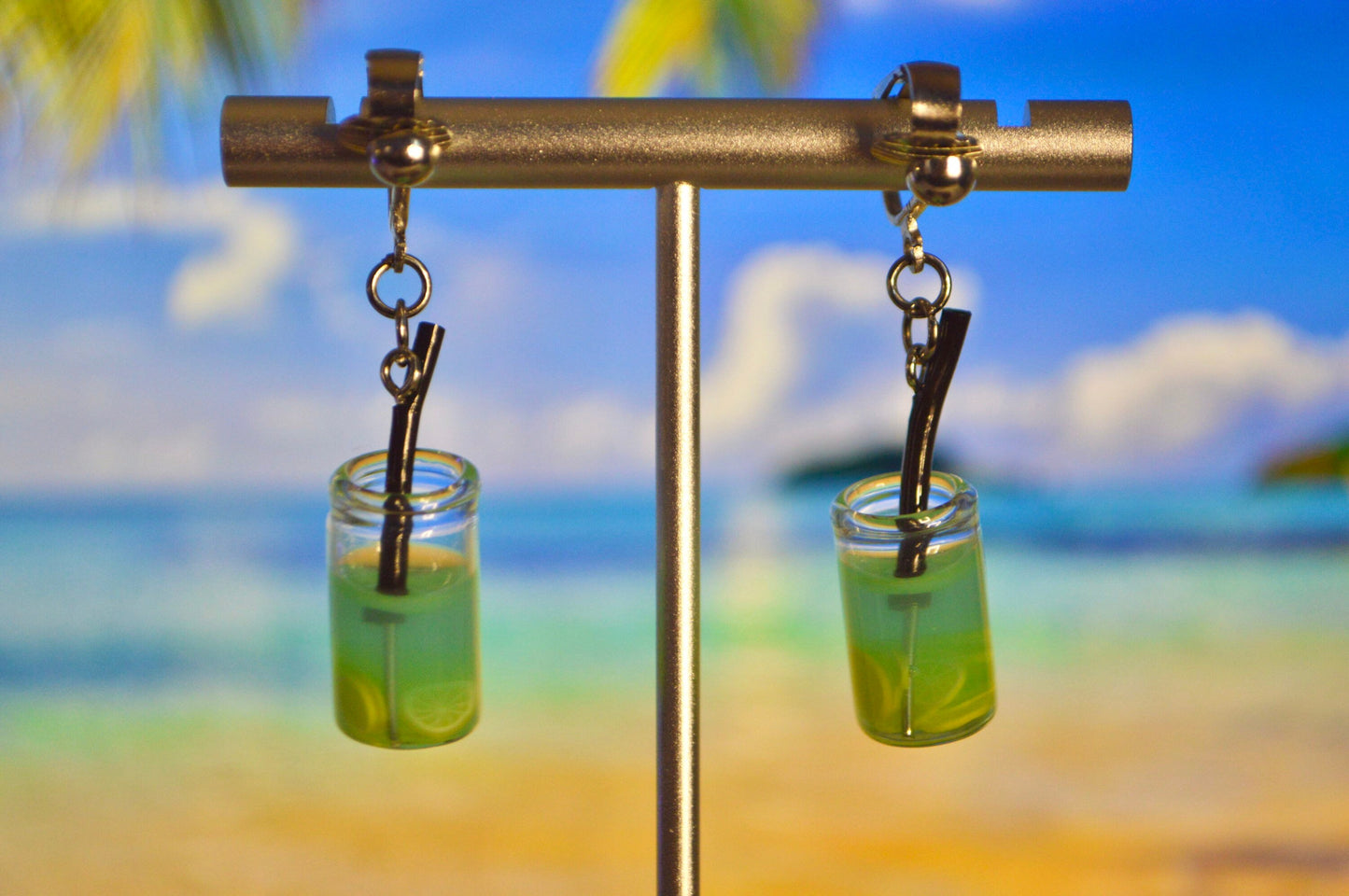 Tropical Drinks Clip On Earrings