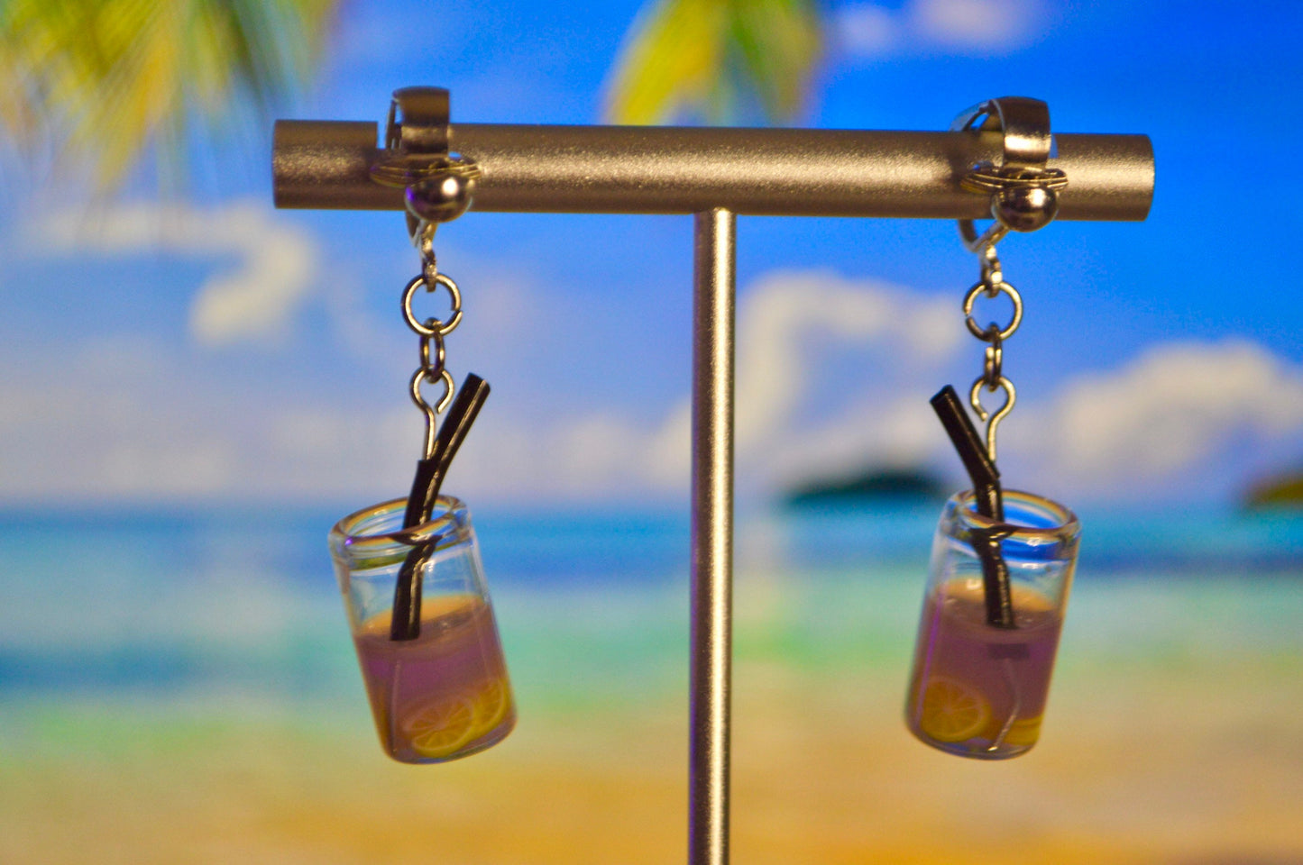 Tropical Drinks Clip On Earrings