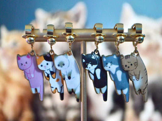 Cat Charms Cute Clip On Earrings