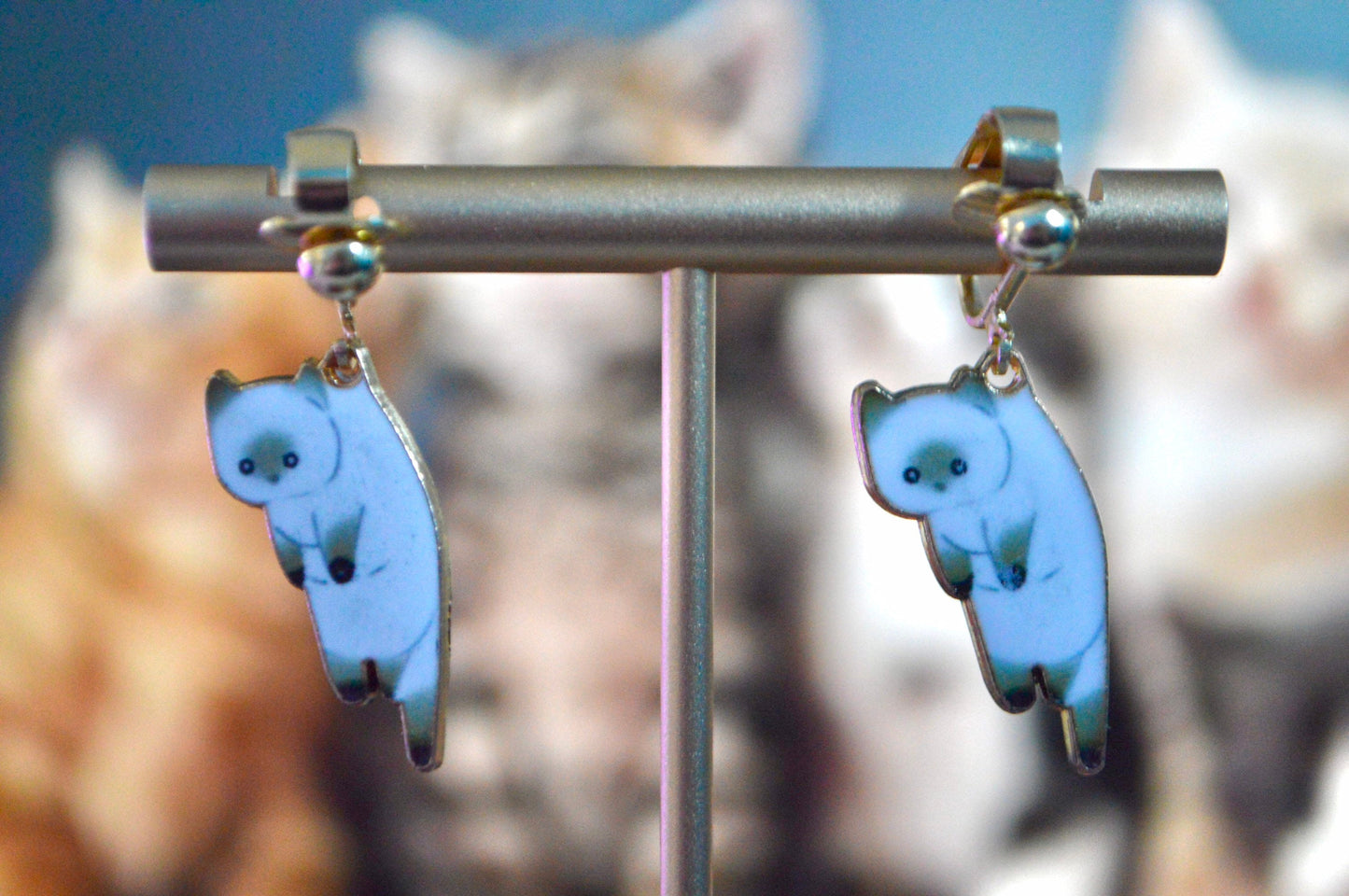 Cat Charms Cute Clip On Earrings