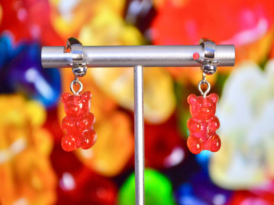 Gummy Bear Glitter Clip On Earrings