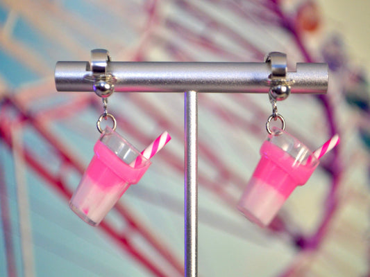 Fun Ombré Drink Charms Clip On Earrings