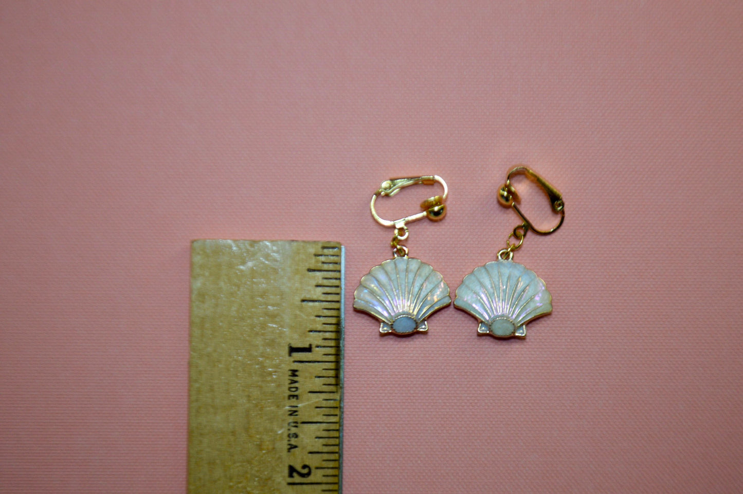 Pearl Seashell Clip On Earrings