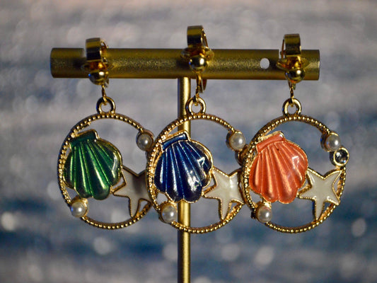 Shell/Starfish/Pearl Clip On Earrings