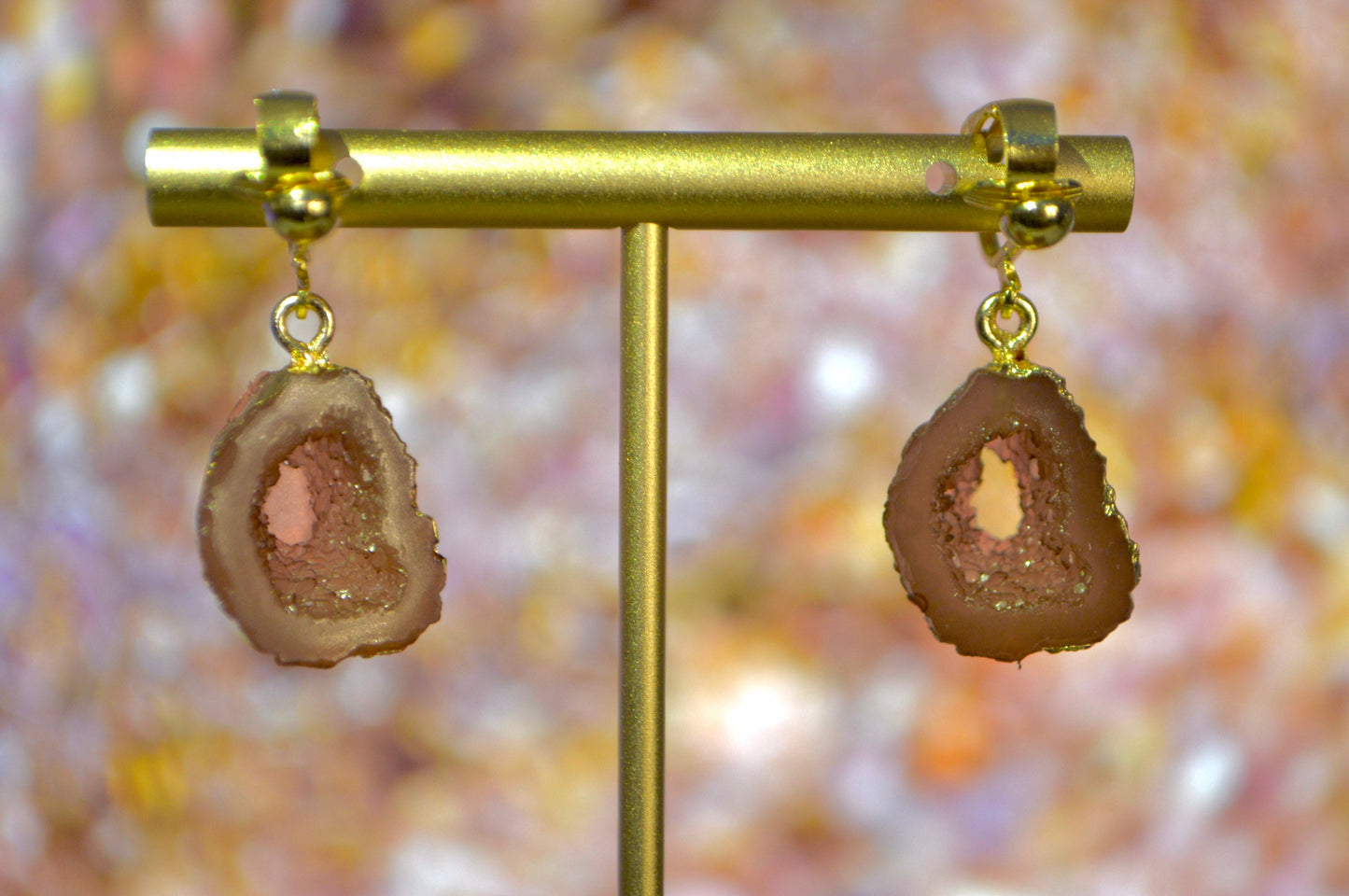 Geode Druzy Clip On Earrings