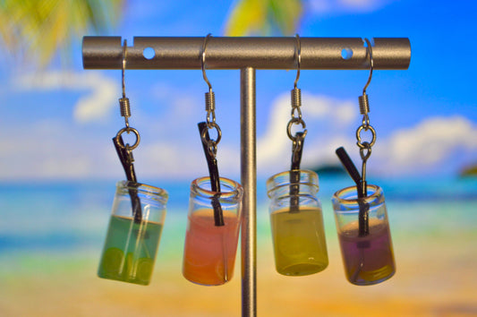 Tropical Drinks Clip On Earrings
