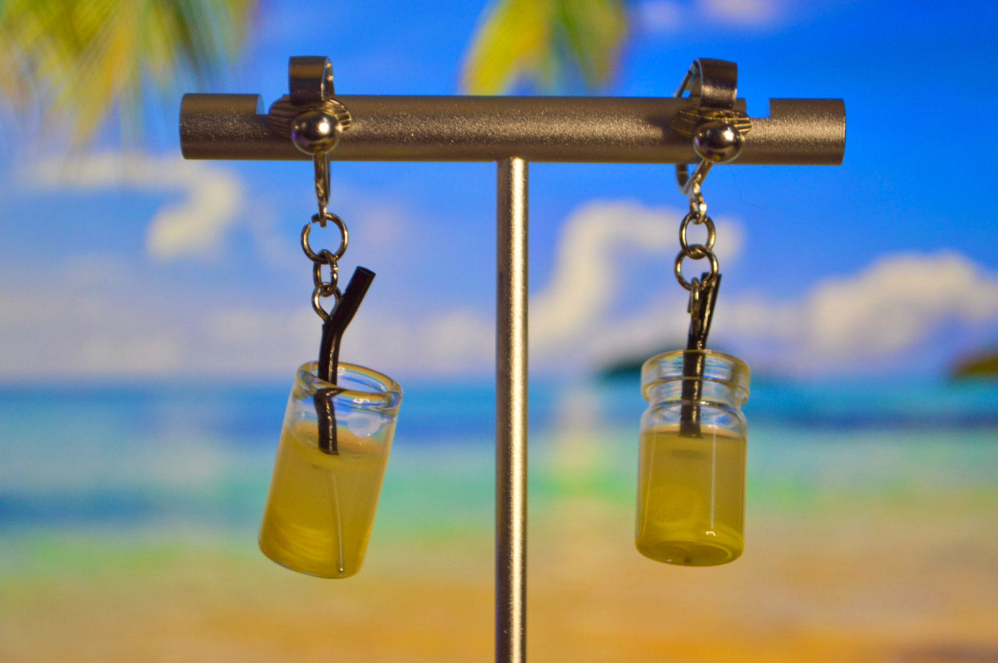 Tropical Drinks Clip On Earrings