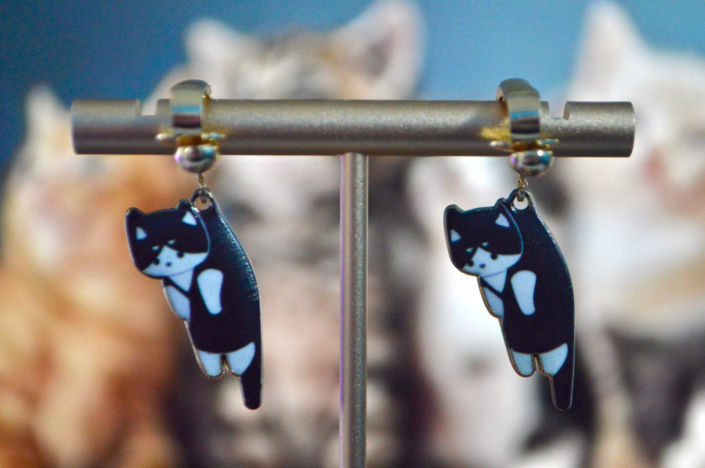 Cat Charms Cute Clip On Earrings