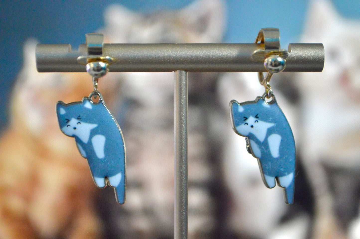 Cat Charms Cute Clip On Earrings