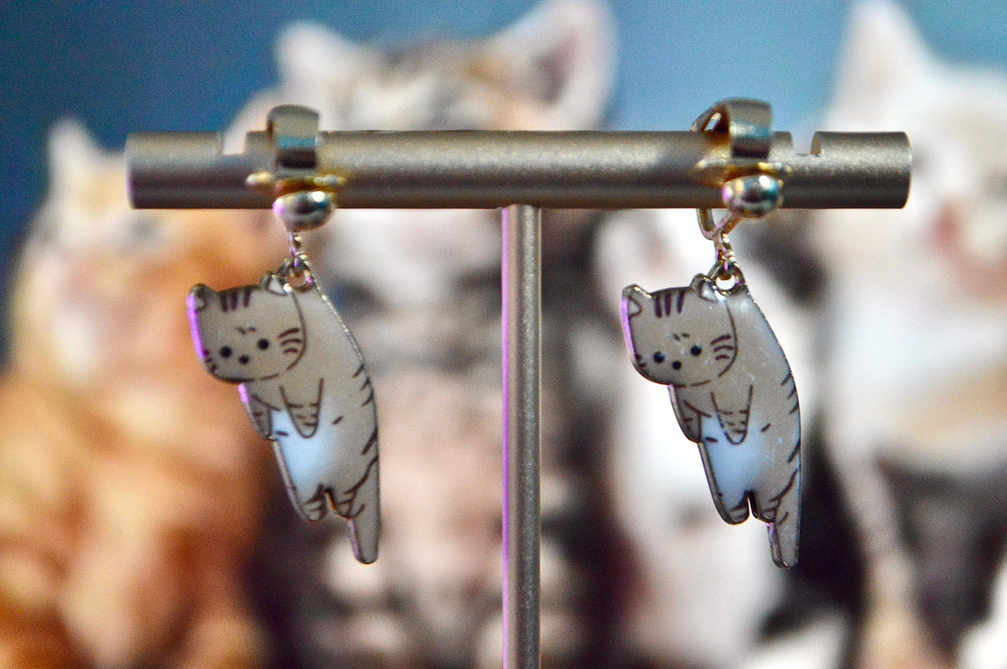 Cat Charms Cute Clip On Earrings