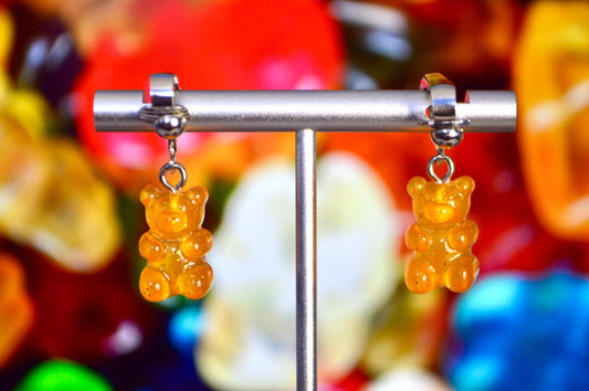 Gummy Bear Glitter Clip On Earrings