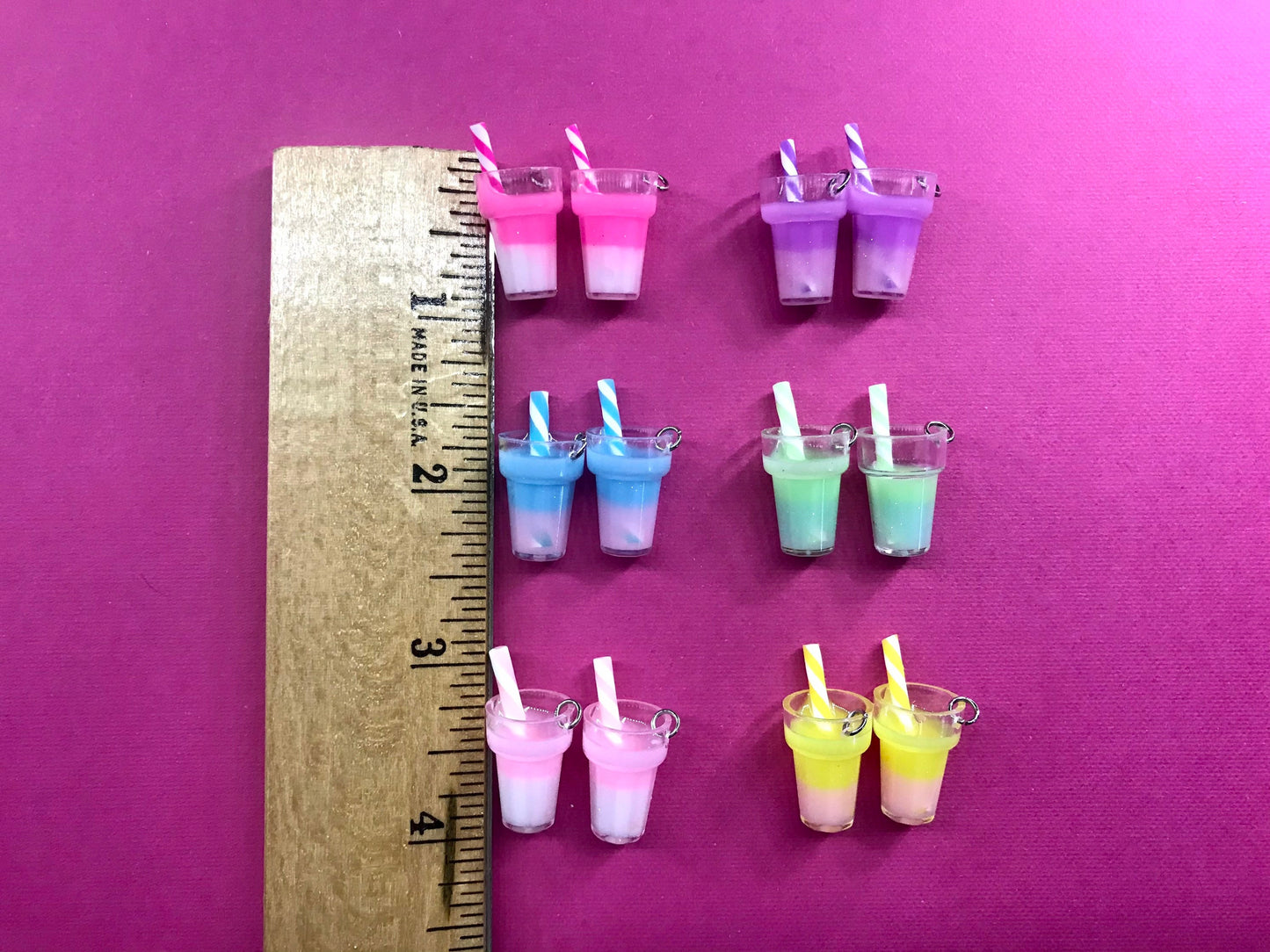 Fun Ombré Drink Charms Clip On Earrings