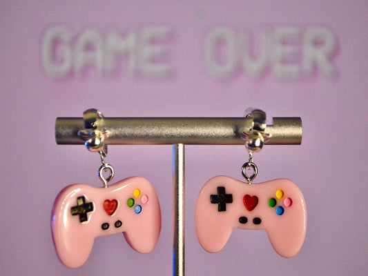Gamer Girl Controller Pink Clip On Earrings