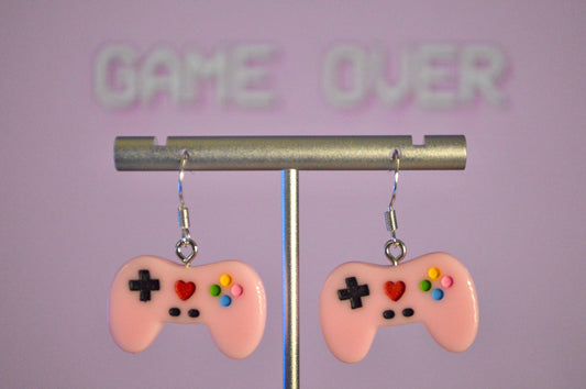 Gamer Girl Controller Pink Clip On Earrings