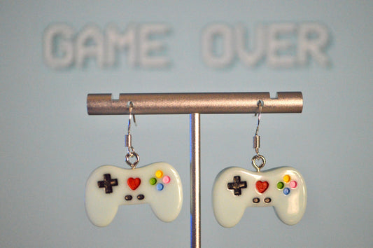 Gamer Girl Controller Clip On Earrings Blue