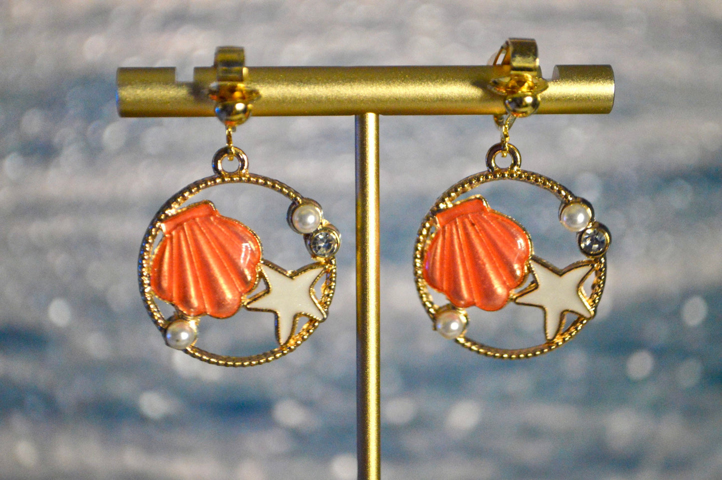 Shell/Starfish/Pearl Clip On Earrings