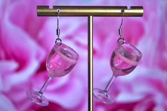 Rosé Wine Clip On Earrings