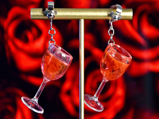 Red Wine Clip On Earrings