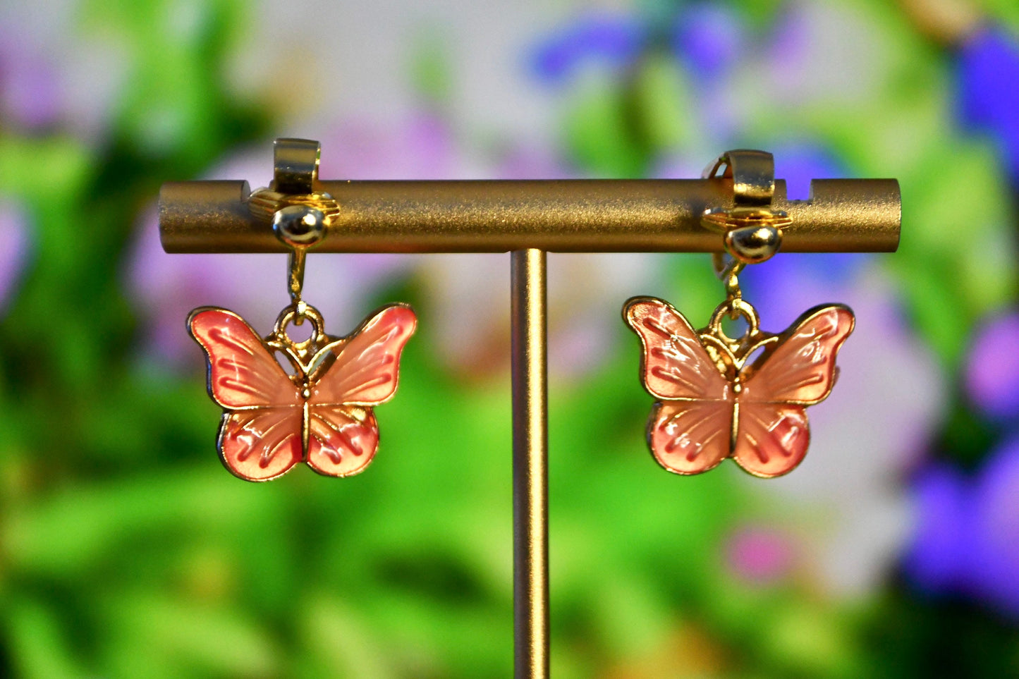 Butterflies Multicolored Clip On Earrings