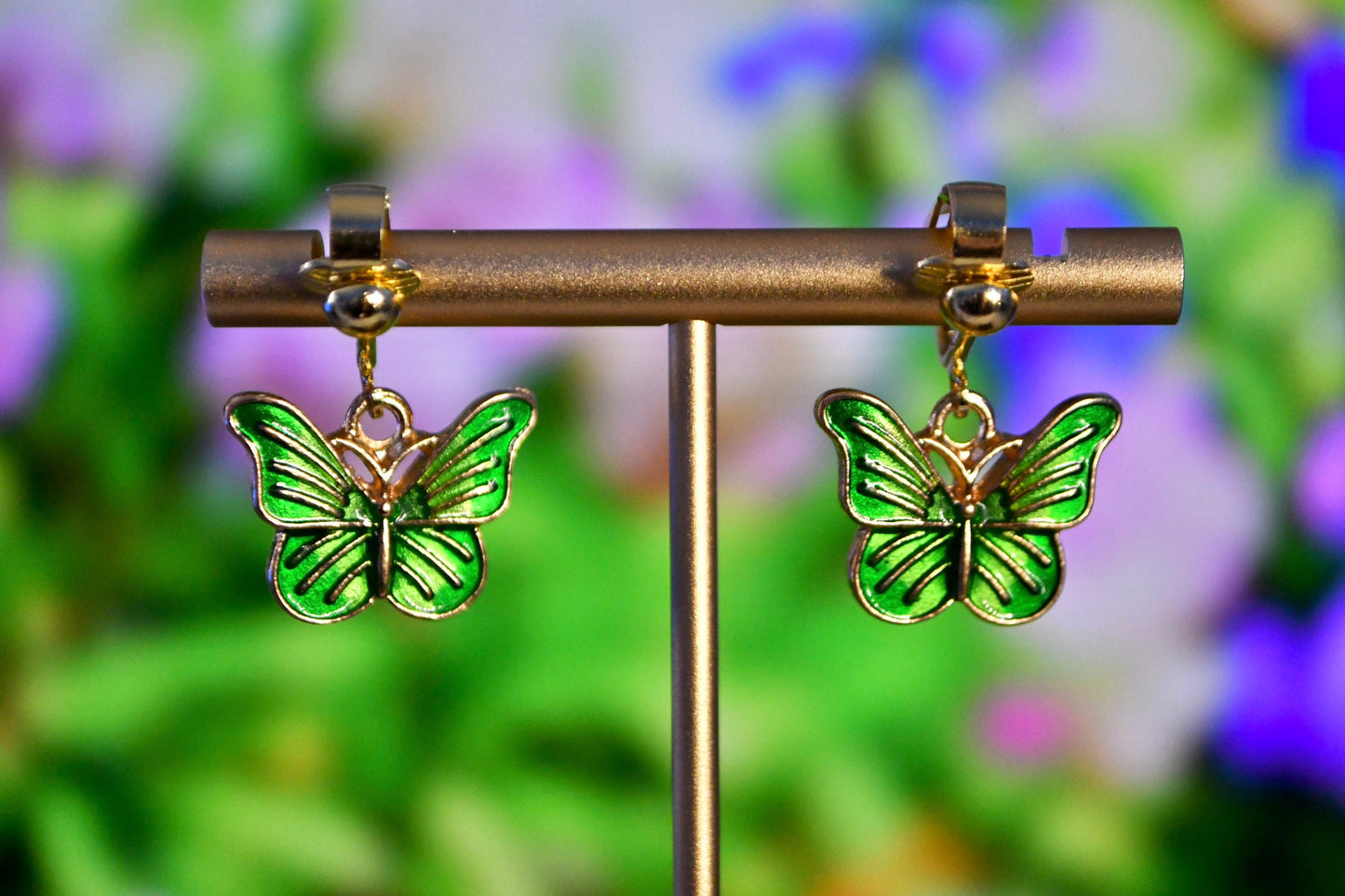 Butterflies Multicolored Clip On Earrings
