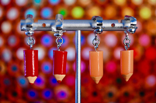 Colored Pencils Tiny Clip On Earrings