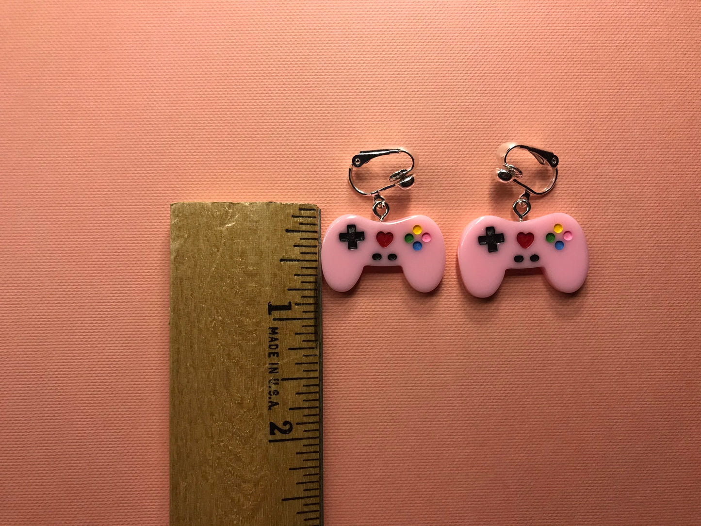 Gamer Girl Controller Pink Clip On Earrings