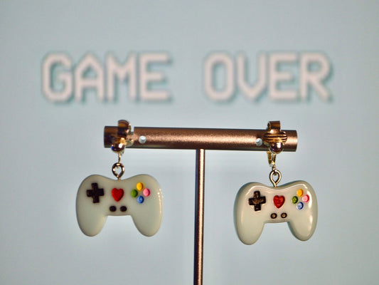 Gamer Girl Controller Clip On Earrings Blue