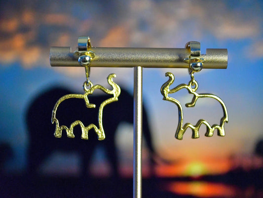 Elephant Clip On Earrings