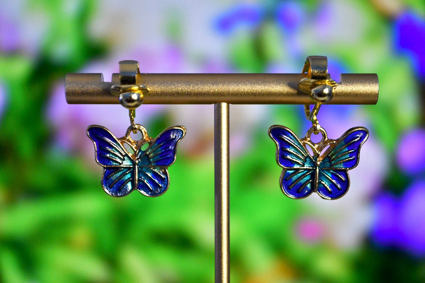 Butterflies Multicolored Clip On Earrings