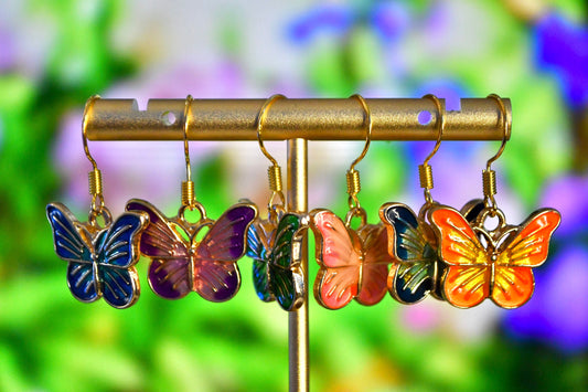 Butterflies Multicolored Clip On Earrings