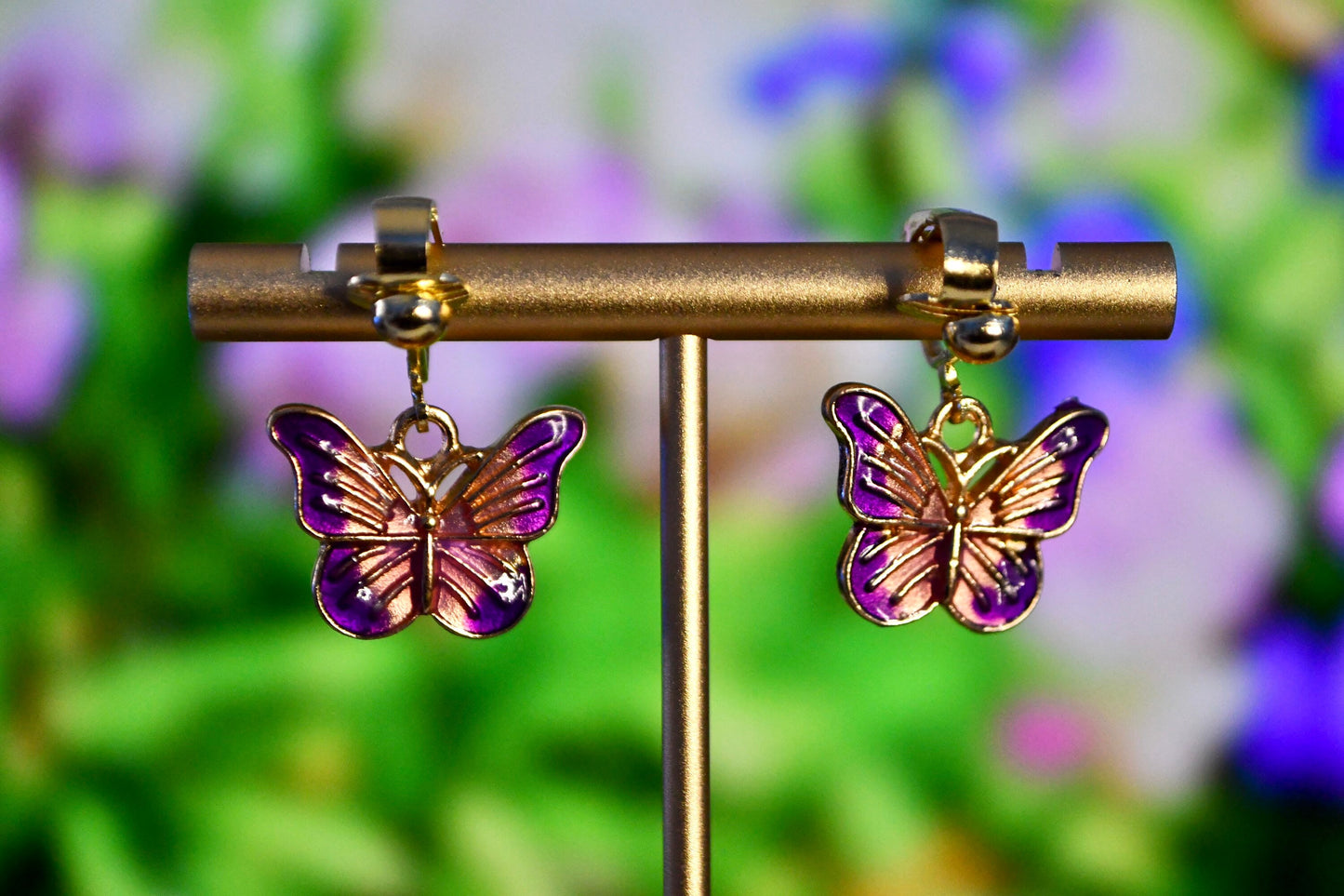 Butterflies Multicolored Clip On Earrings