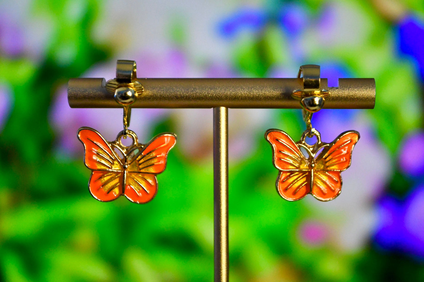 Butterflies Multicolored Clip On Earrings