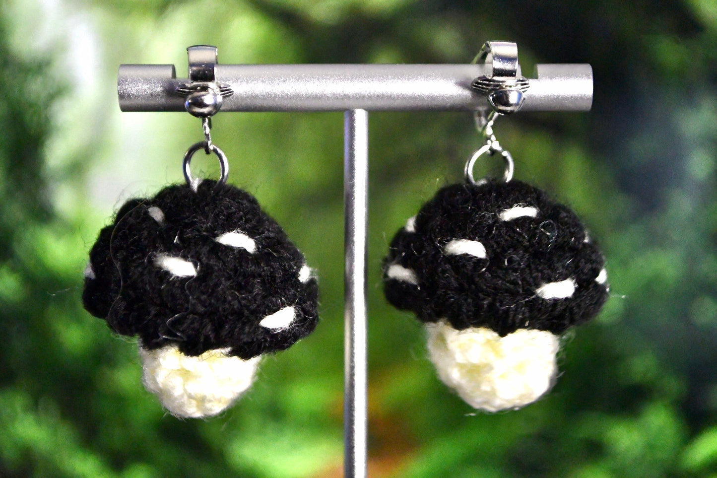 Mushroom Customizable Crochet Clip On Earrings-MADE TO ORDER