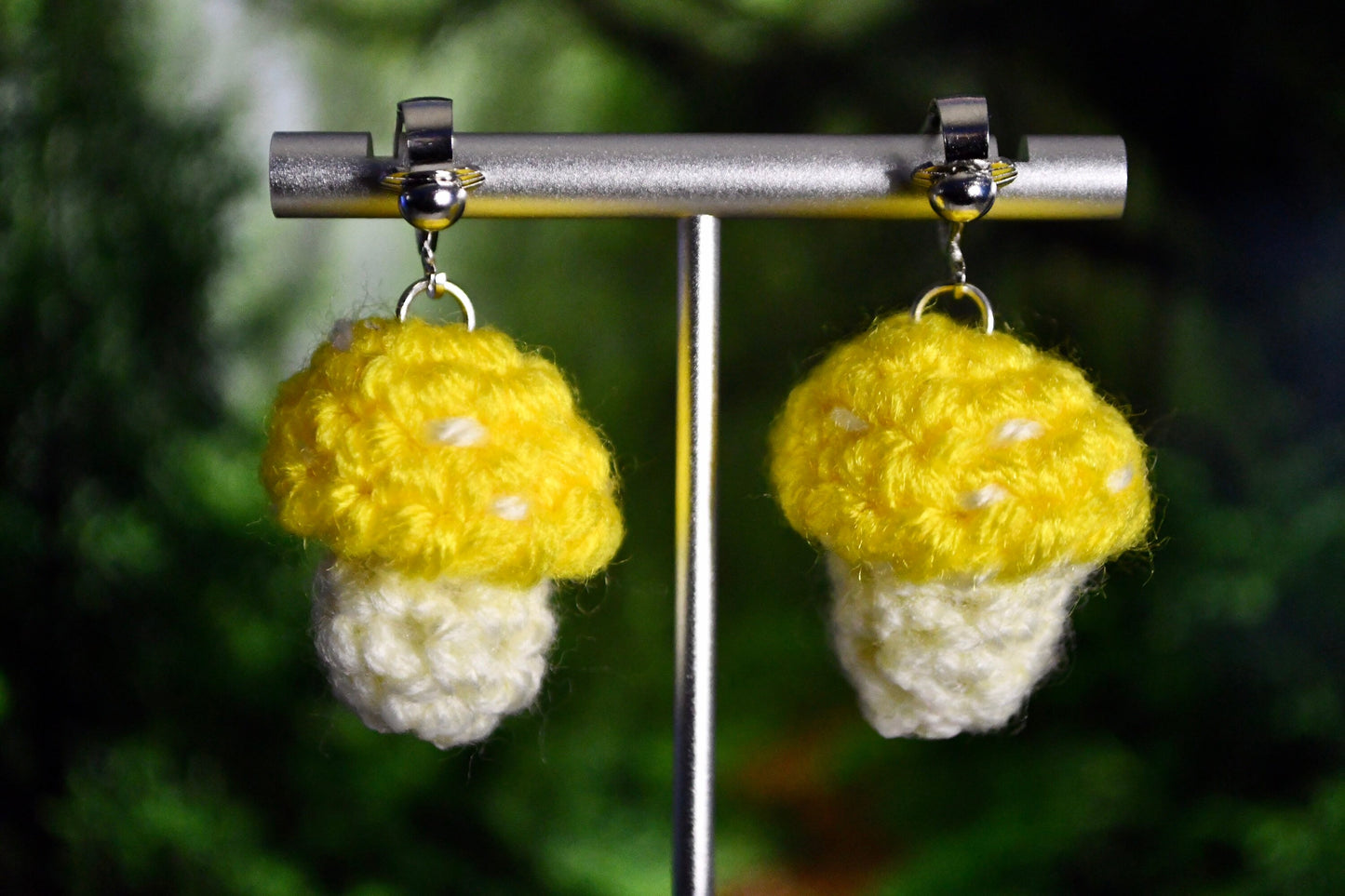 Mushroom Customizable Crochet Clip On Earrings-MADE TO ORDER
